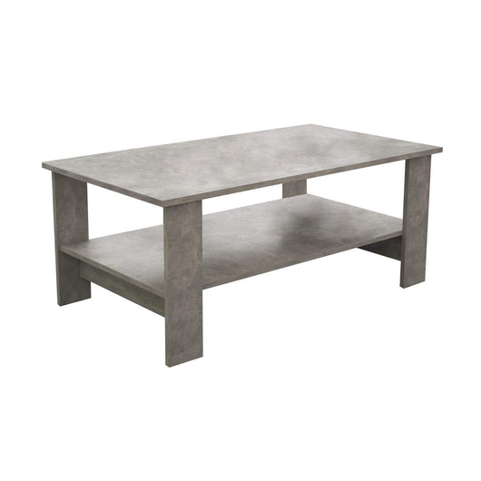 Tavolino da salotto di forma Rettangolare con ripiano inferiore di colore Grigio effetto cemento mod. Match