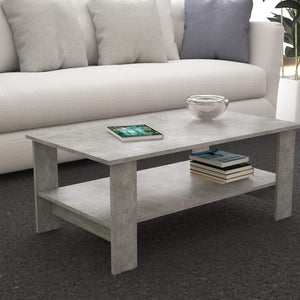 Tavolino da salotto di forma Rettangolare con ripiano inferiore di colore Grigio effetto cemento mod. Match