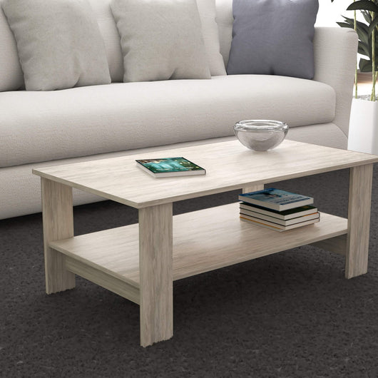 Tavolino da salotto di forma Rettangolare con ripiano inferiore di colore Pino chiaro mod. Match