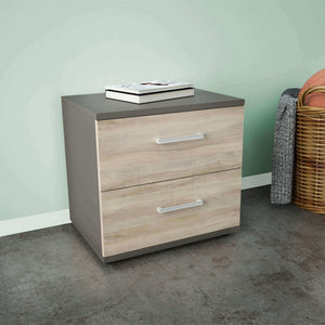 Comodino a 2 cassetti da 44 4x33x40 cm di colore Grigio e Olmo mod. Ares