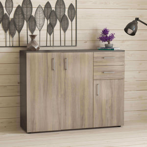 Mobile contenitivo con 3 ante e 2 cassetti di colore Olmo e Grigio scuro mod. Flexi