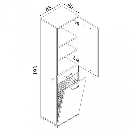 Colonna con cesto porta biancheria di colore Bianco lucido mod. Pure
