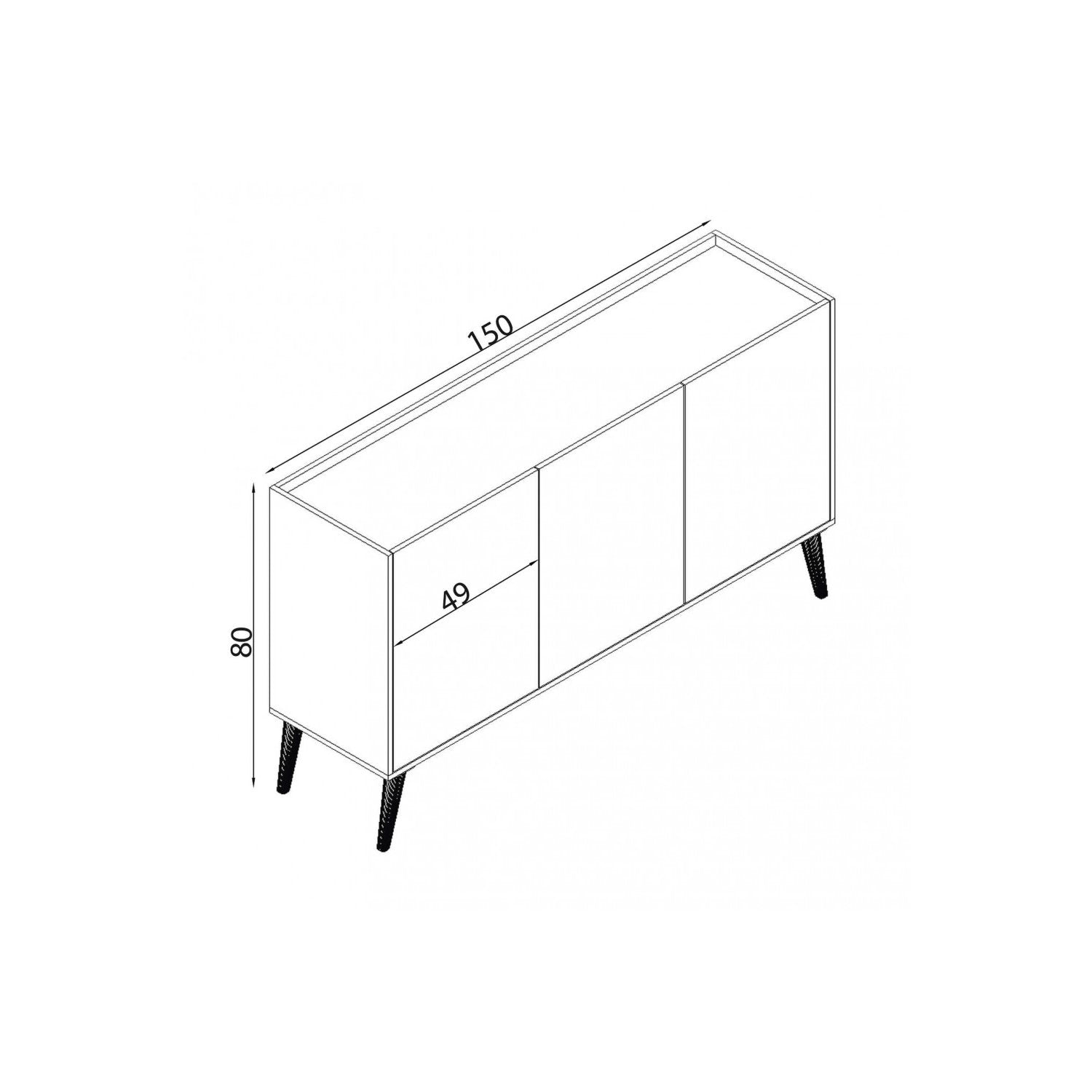 Madia mobile a 3 ante di colore Antracite e Pino chiaro mod. Ambra