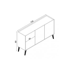 Madia mobile a 3 ante di colore Antracite e Pino chiaro mod. Ambra