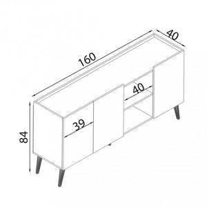 Madia mobile a 3 ante di colore Antracite e Rovere mod. Ambra