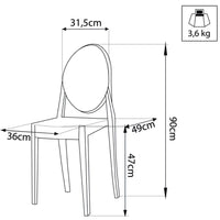 Sedia moderna Trasparente in Policarbonato Mod. Louvre