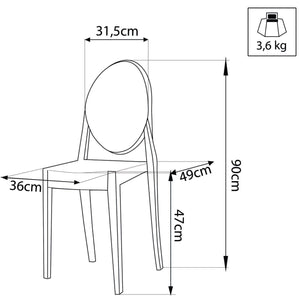 Sedia moderna Trasparente in Policarbonato Mod. Louvre
