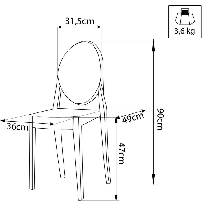 Sedia moderna Trasparente in Policarbonato Mod. Louvre