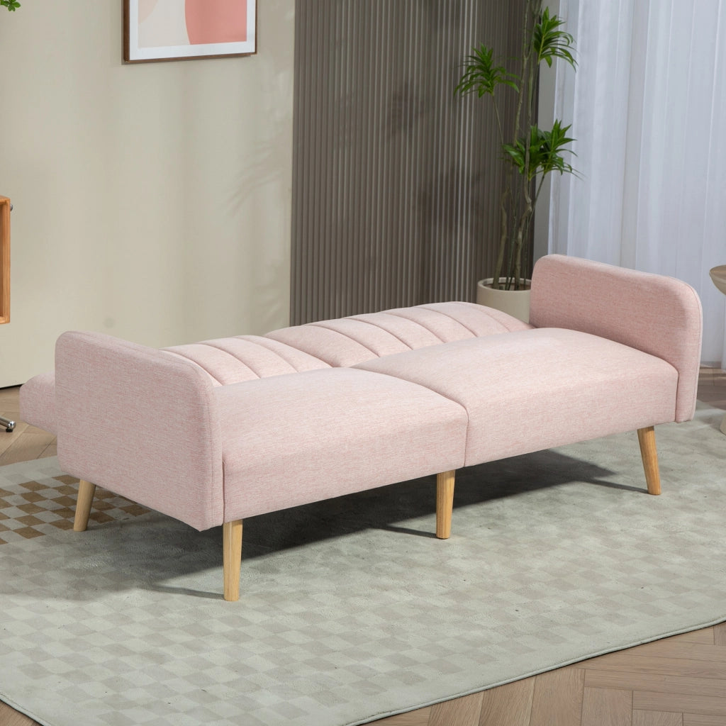 Divano letto 2 posti ¨C zephmum ¨C Tessuto rosa, struttura in legno