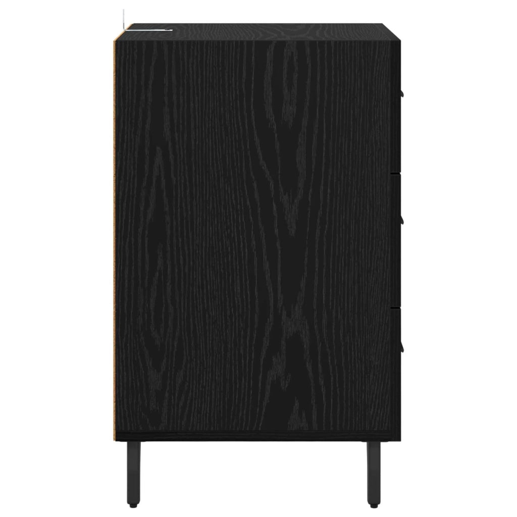 Comodino | Armadio da Notte | Mobiletto da notte Rovere Nero 40 x 40 x 66 cm Legno multistrato