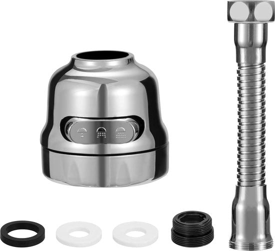 Verlengamento di rubinetto 360° rotativo con estensione sproseggia anti-spruzzo con tubo 3 modalità di illuminazione per bagno cucina
