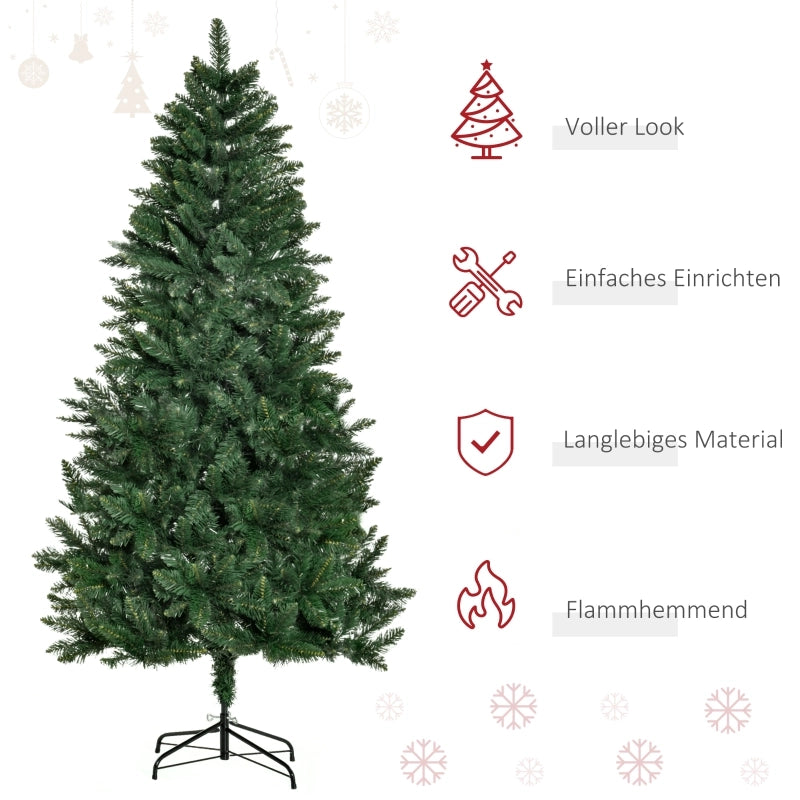 Albero di Natale artificiale, pino da 180 cm con 724 rami, supporto in metallo per uso interno.