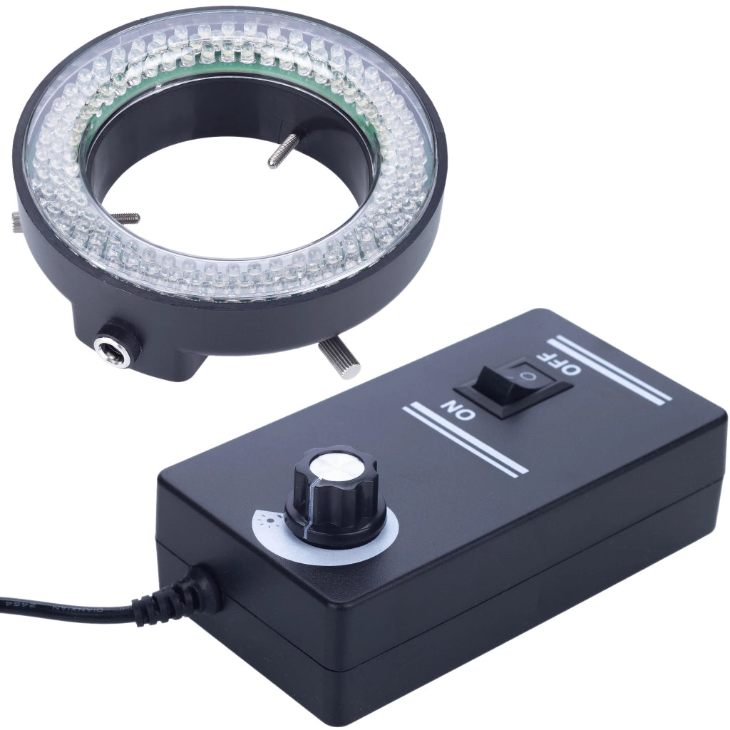 Illuminatore per Microscopio 144xLED – Regolabile con Dimmer | Diametro 60–95 mm
