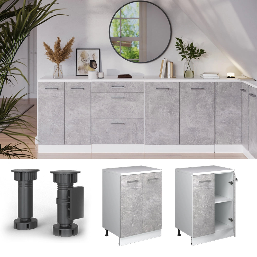 Mobile per mansarda Rion Calcestruzzo/Bianco 60 x 83.8 cm senza inclinazione con 2 ante Vicco