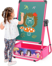 Sedia per bambini per la pittura - tavolo di disegno a metallo bimarginato - regolabile in altezza - ruota di 360 gradi - per bambini con accessori