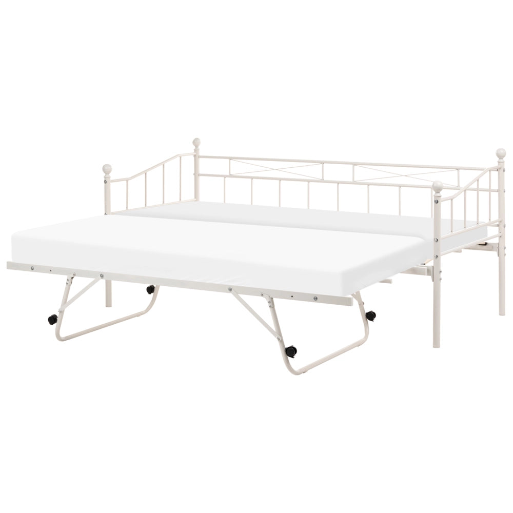 Letto estraibile singolo per bambini in metallo beige stile tradizionale, 90 x 200 cm