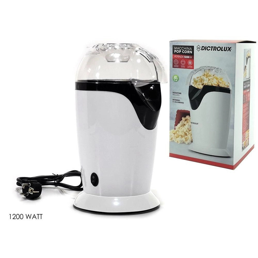 Trade Shop - Macchina Per Popcorn Elettrica Ad Aria Calda Con Coperchio Rimovibile Cucina Senza Olio -