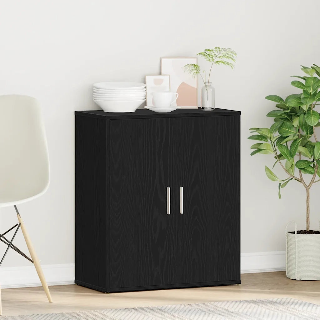Credenza Rovere Nero 60x31x70 cm in Legno Multistrato 869143