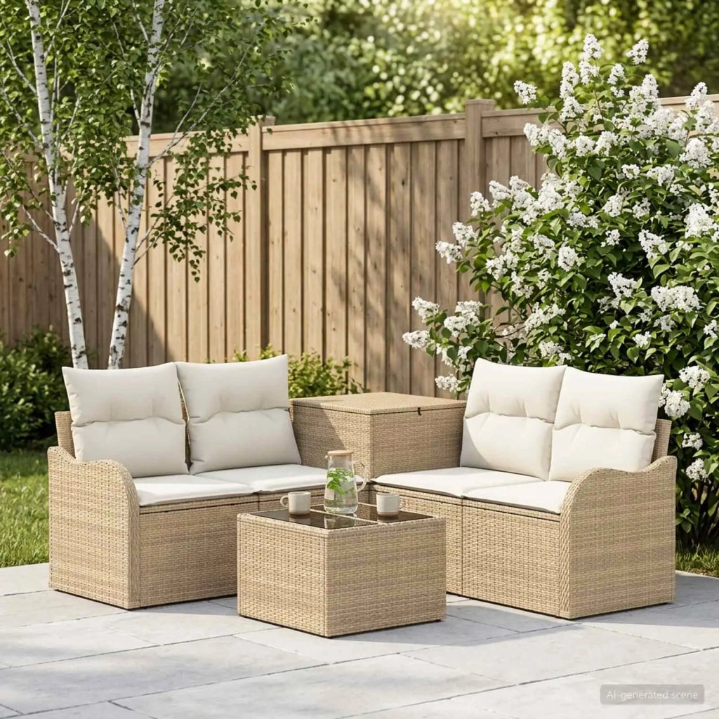 Set di divani 6 pz Beige e Bianco Crema 3447142