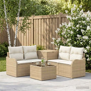Set di divani 6 pz Beige e Bianco Crema 3447142