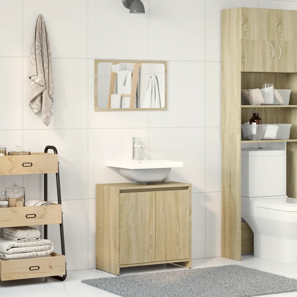 Set Mobili da Bagno 2 pz Rovere Sonoma in Legno Multistrato 849610