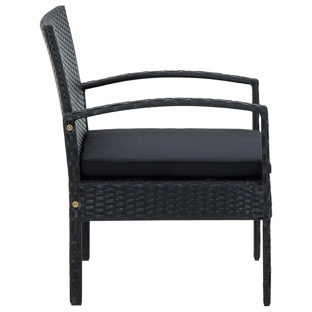 Sedia da Giardino con Cuscino in Polyrattan Nero cod mxl 22962