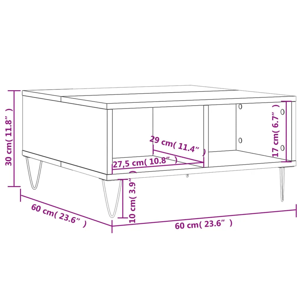 Tavolino da salotto | Tavolino da caff¨¨ | Tavolino da Soggiorno Bianco 60x60x30 cm in Legno Multistrato
