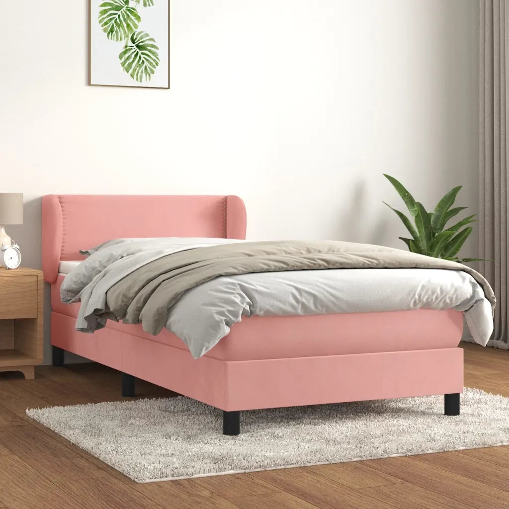 Giroletto a Molle con Materasso Rosa 100x200 cm in Velluto