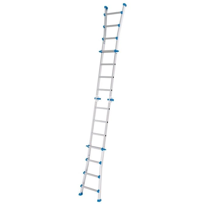 Colombo New Scal Eiffel – Scala Pieghevole a Sfilo 10 Gradini in Alluminio, Altezza Max 460 cm, Portata 100 Kg, Piedini Antiscivolo, Garanzia 5 Anni, colore Acciaio inox