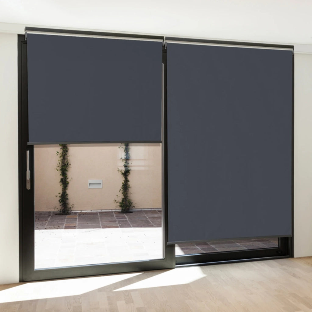 IDMarket - Set di 2 tende a rullo L. 124 x H. 225 CM per pergola grigio antracite