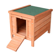 EasyComfort Gabbia per Conigli in Legno da Esterno con Tetto in Asfalto e Rampa Antiscivolo, 42x51x43cm, Rosso Arancione