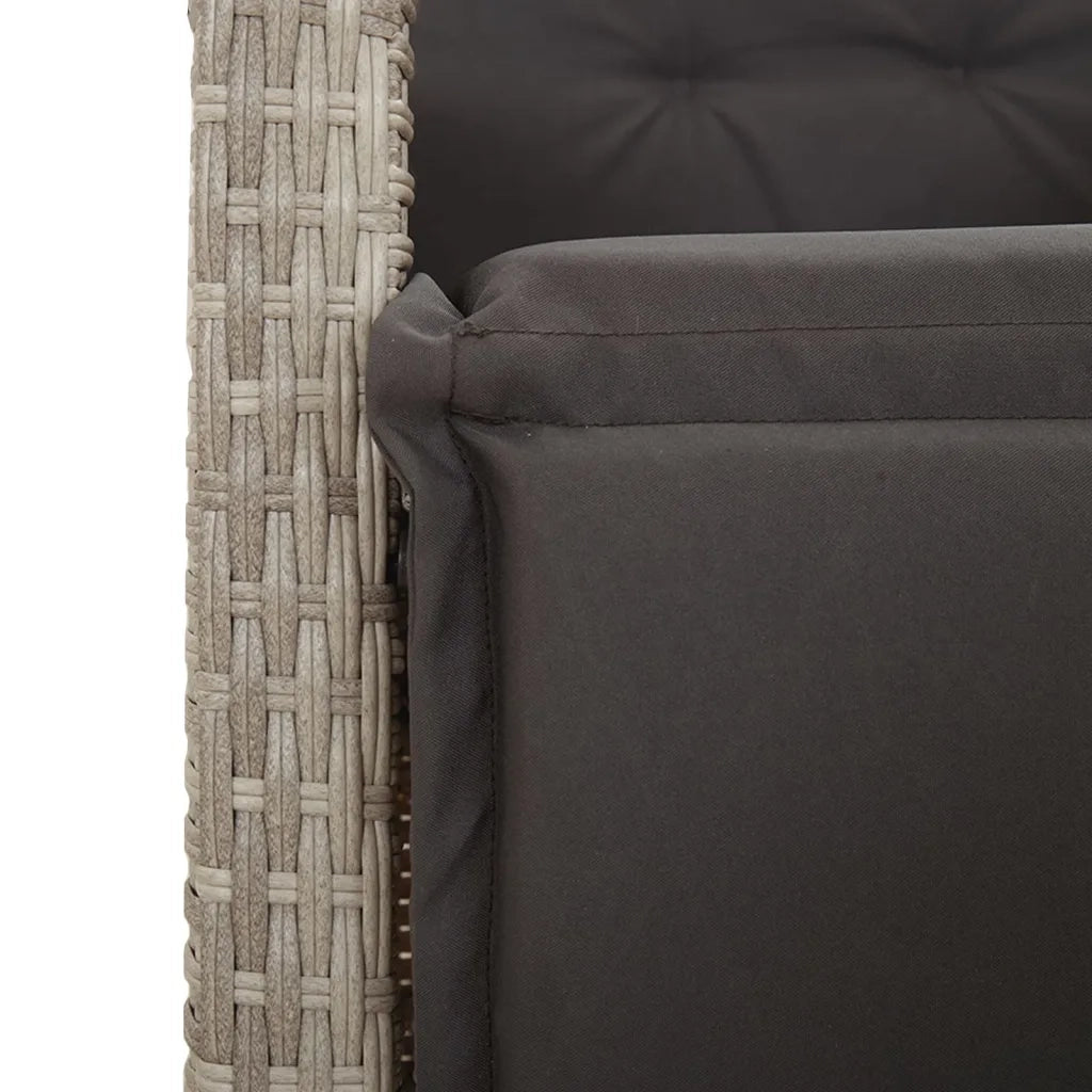 Set da Pranzo da Giardino 7 pz Cuscini Polyrattan Grigio Chiaro 3212416