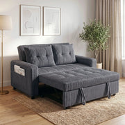 Divano letto 2 posti convertibile 3 in 1 con schienale regolabile, cuscini e tasche laterali in poliestere grigio scuro 190 × 126 cm