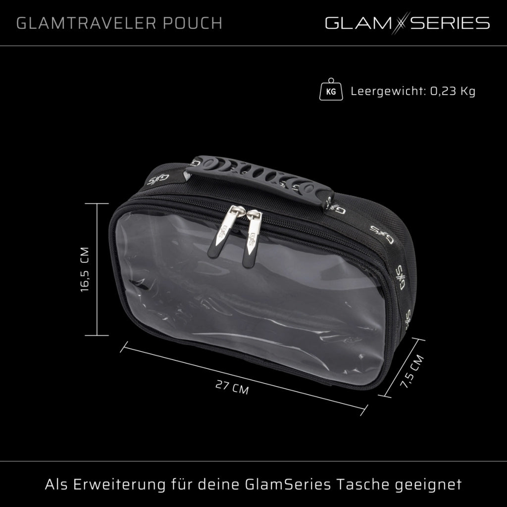 GlamSeries GlamTraveler Trousse da borsa 270 x 165 x 75 mm, beauty case, astuccio per make-up rivestito in PVC con coperchio trasparente