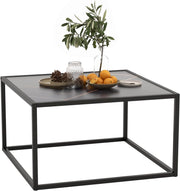 Tavolino da caffè effetto marmo, tavolino da tè con telaio in metallo, tavolo moderno, tavolino quadrato per soggiorno, 70 x 70 x 40 cm (nero)