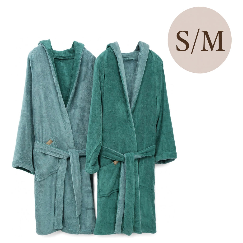 Selesi, Accappatoio 100% Cotone con Cappuccio Reversibile, Verde Acqua
