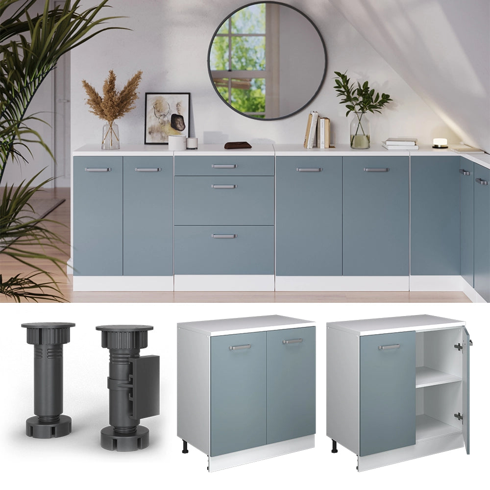 Mobile per mansarda Rion Grigio-blu/Bianco 80 x 83.8 cm senza inclinazione con 2 ante Vicco