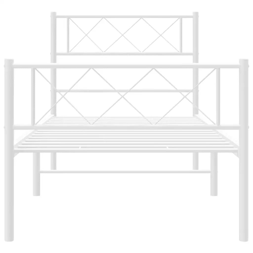 Giroletto con Testiera e Pediera Metallo Bianco 100x200 cm 372339