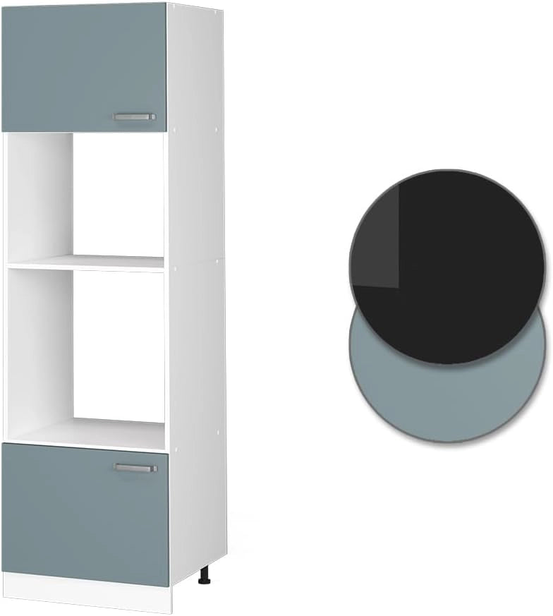 Mobile cucina microonde R-Line, Grigio-blu, 60 cm, per la libera combinazione all'interno di sistemi cucina modulari