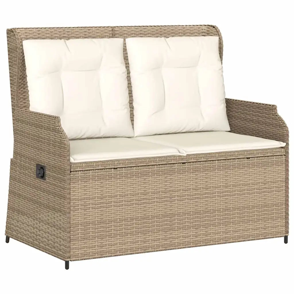 vidaXL Panca Reclinabile da Giardino con Cuscini Beige in Polyrattan