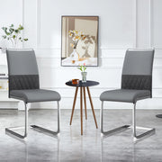 Sedia da pranzo moderna ergonomica con schienale in PU e lino; struttura in metallo grigio