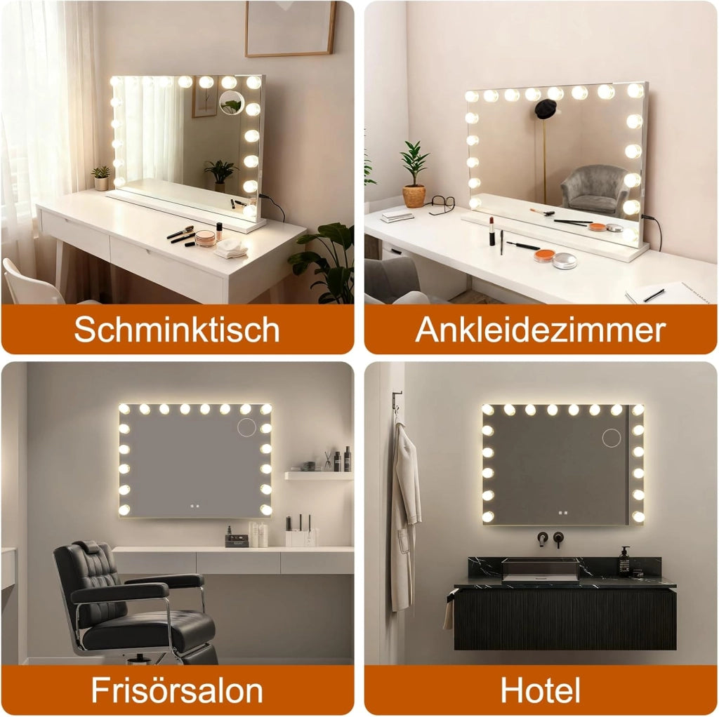 ZMH Specchio per il trucco illuminato 60x80 cm con 3 modalità di luce musica e intensità regolabile 18 LED