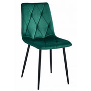 Sedia Libra in Velluto Verde Bosco con Gambe Nere