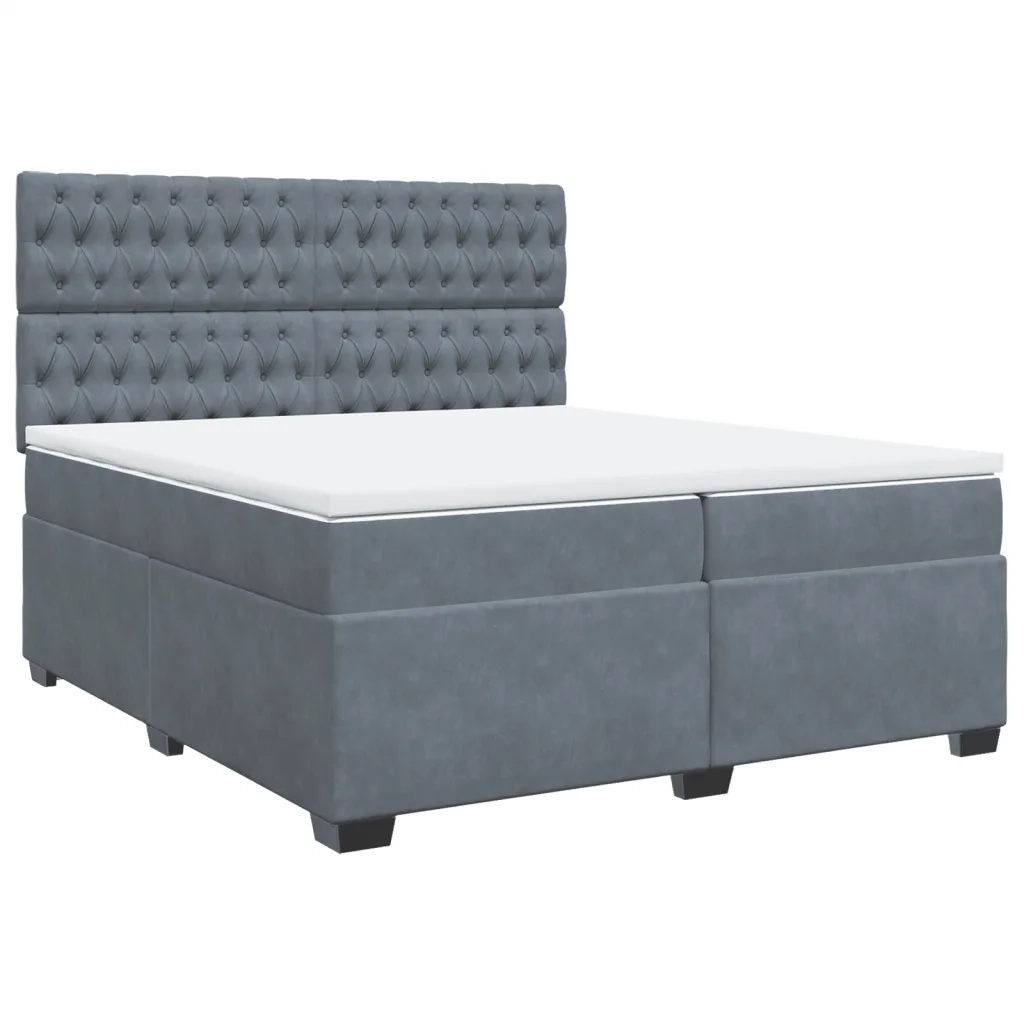 Giroletto a Molle con Materasso Grigio Scuro 200x200 cm Velluto
