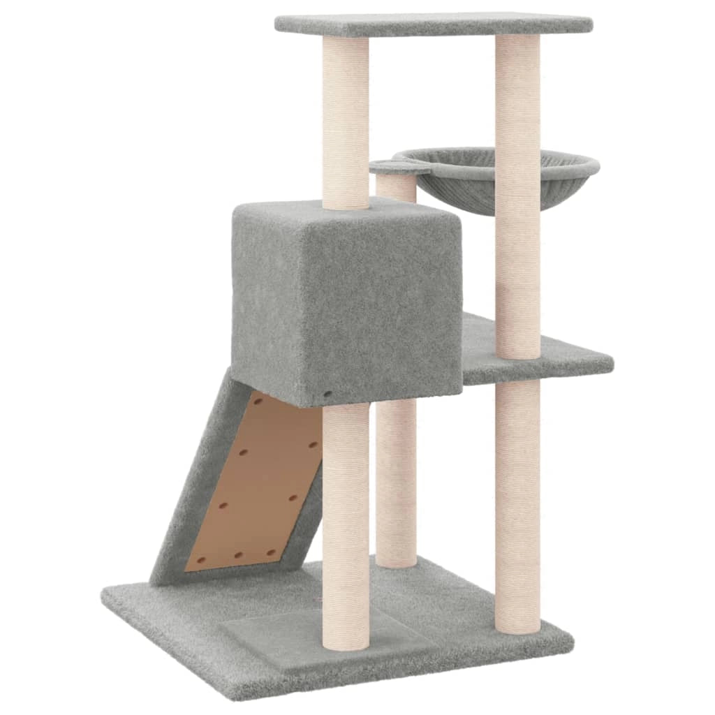Tiragraffi per gatti torre per arrampicata giocattolo piattaforma per arrampicata con tiragraffi in sisal leggero 82 cm grigio 02_0022616