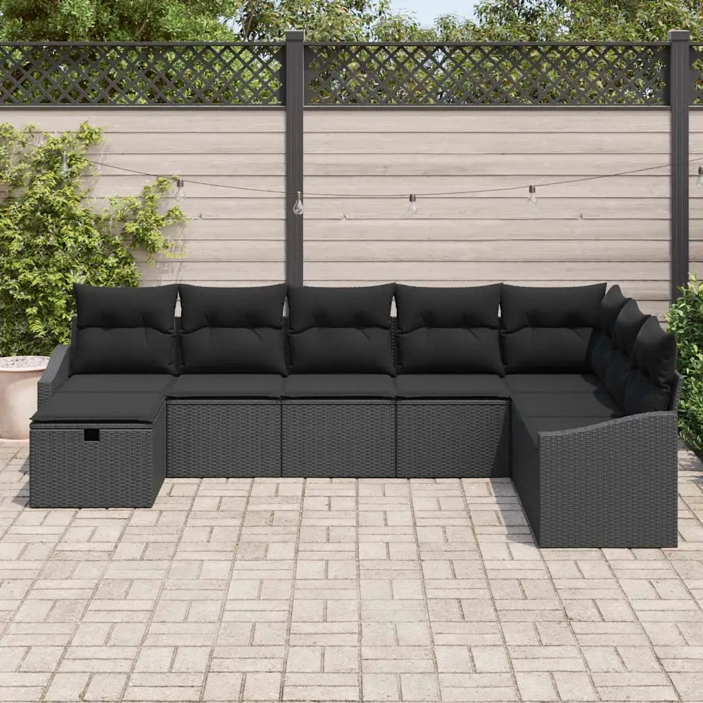 Set Divano da Giardino con cuscino 8 pcs polyrattan
