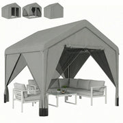 Gazebo da giardino ¨C zephmum ¨C 3x3m grigio acciaio galvanizzato