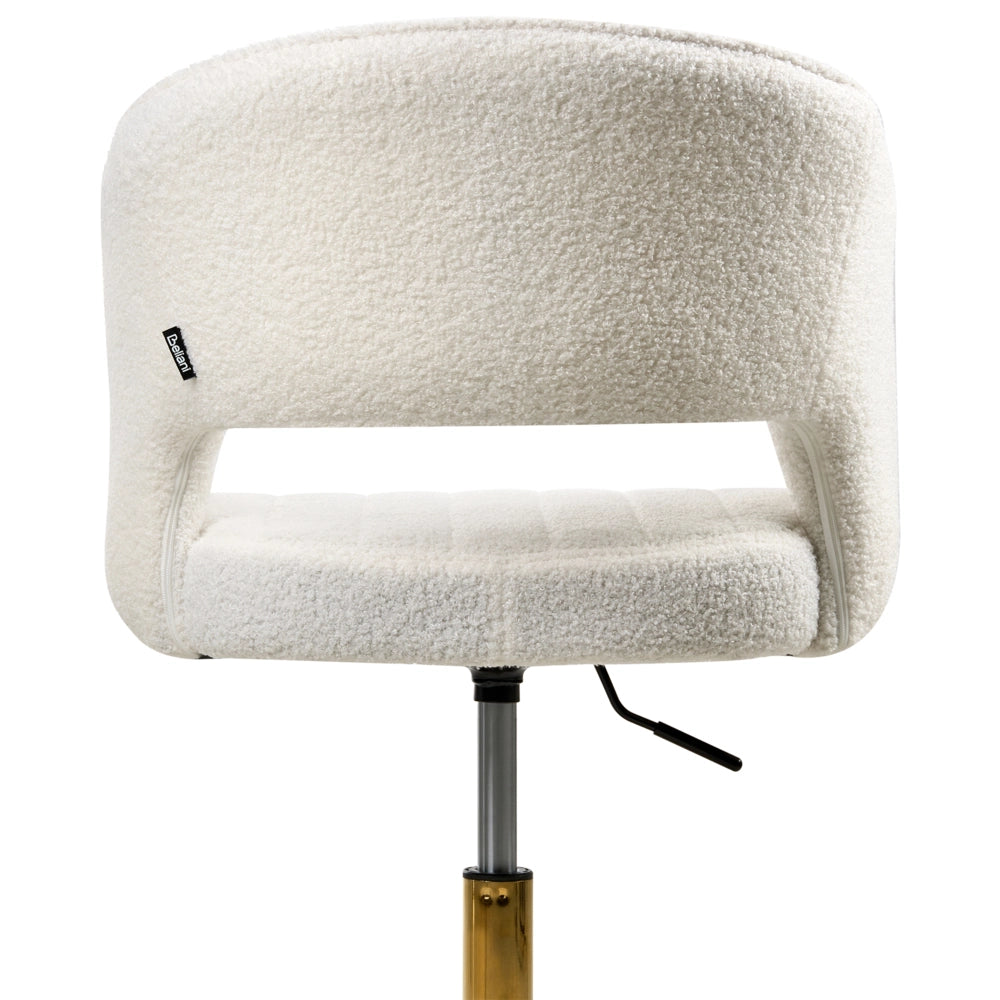Moderna poltrona girevole da ufficio con braccioli e altezza regolabile Boucle bianco sporco