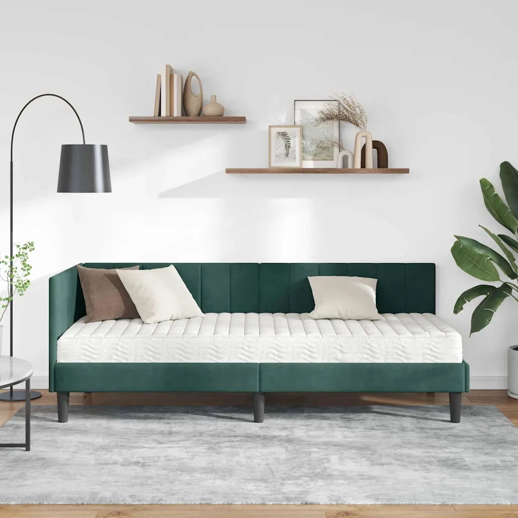 Struttura Letto Angolare con Materasso 2 pcs Verde Velluto 3393880