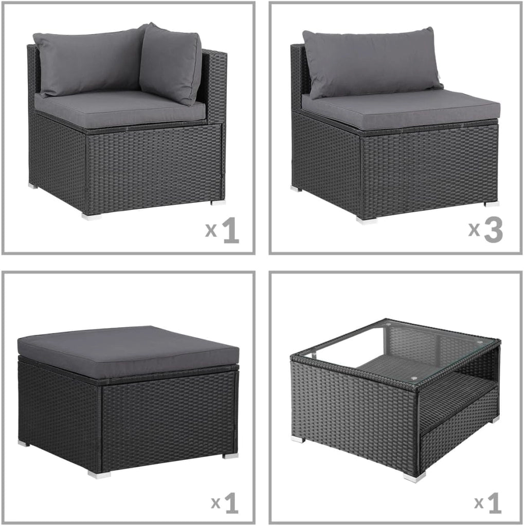 ® Lounge Tavolo da Giardino Set Polyrattan Mobili da Esterno Inclusi Cuscini 318L Gruppo di Seduta Terrazza Balcone Salottino Outdoor